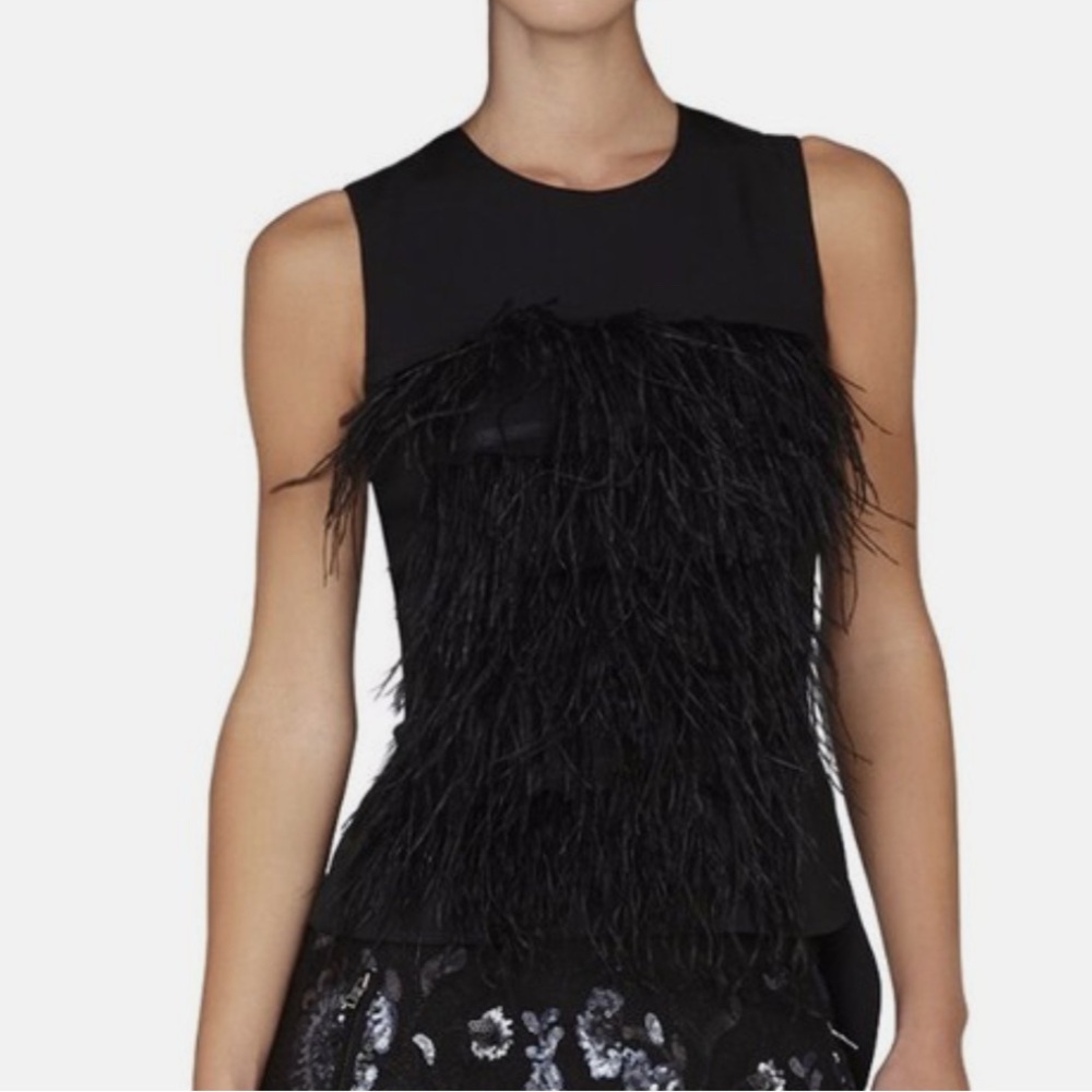 BCBGMaxAzria Black Feathered Blouse
